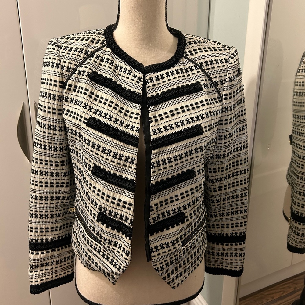 Juicy Couture suit jacket with leather trim